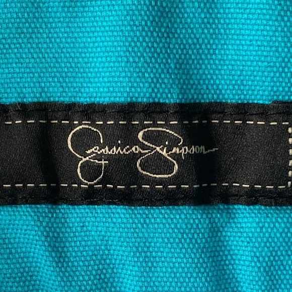 Jessica Simpson Women's Aqua Denim Beach Shorts Elastic Waist Drawstring Size 26 - Picture 2 of 12